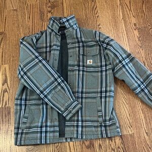Carhartt Gray and Blue Plaid Shirt Jacket